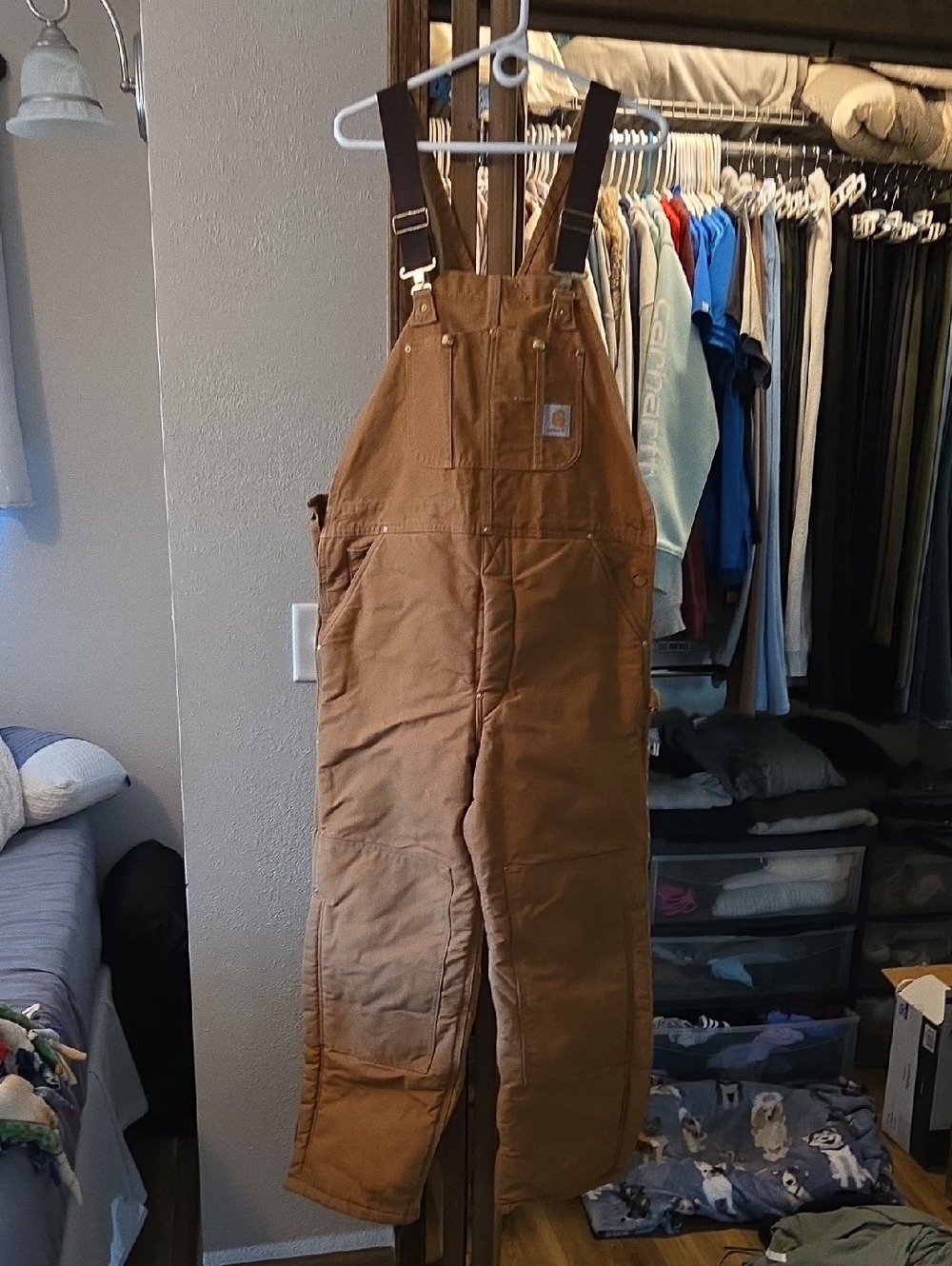 Carhartt Brown/Tan Insulated Duck Canvas Bib Overalls